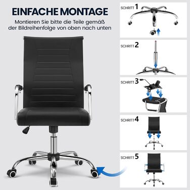 Офісний крісло Yaheetech з підлокітниками, ергономічний, для офісу, комп'ютерний, для начальника, висока спинка, функція гойдання, до 136 кг, білий (чорний)