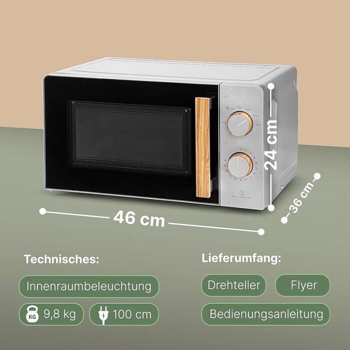 Мікрохвильова піч WALDWERK 20 л, 700 Вт - просте керування, стильний дизайн