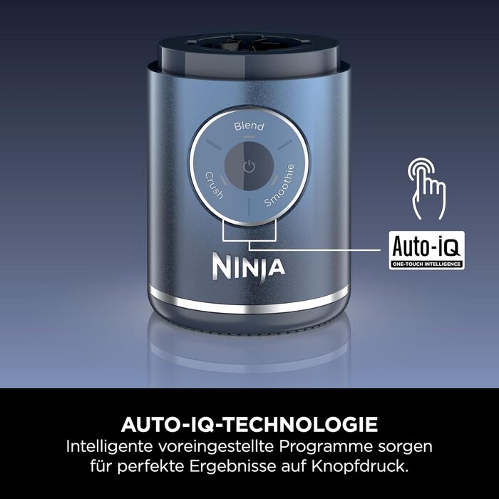 Портативний блендер Ninja Blast Max - 570 мл, акумуляторний, з чашею та кришкою, 3 функції, для смузі та протеїнових коктейлів (Marineblau)