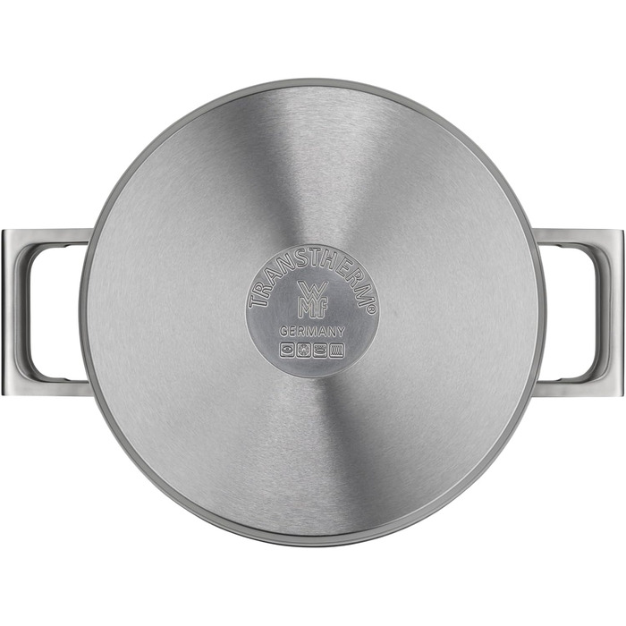 Каструля WMF Ultimate Cool 24 см з нержавіючої сталі Cromargan з індукційним дном, 4.1л, з кришкою з нержавіючої сталі, з внутрішньою шкалою, з терморегульованими ручками, придатна для миття в посудомийній машині