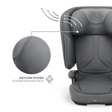 Автокрісло Kinderkraft UNITY 2 i-Size, 100-150 см, 3,5-12 років, сірий (Gray), регульована підголовник, AIR FLOW
