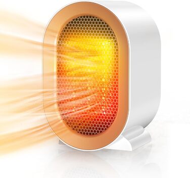 Електричний обігрівач PTC: тихий, керамічний, з регулюванням температури, портативний, з захистом від перегріву та перекидання. Підходить для офісу, дому, гуртожитку