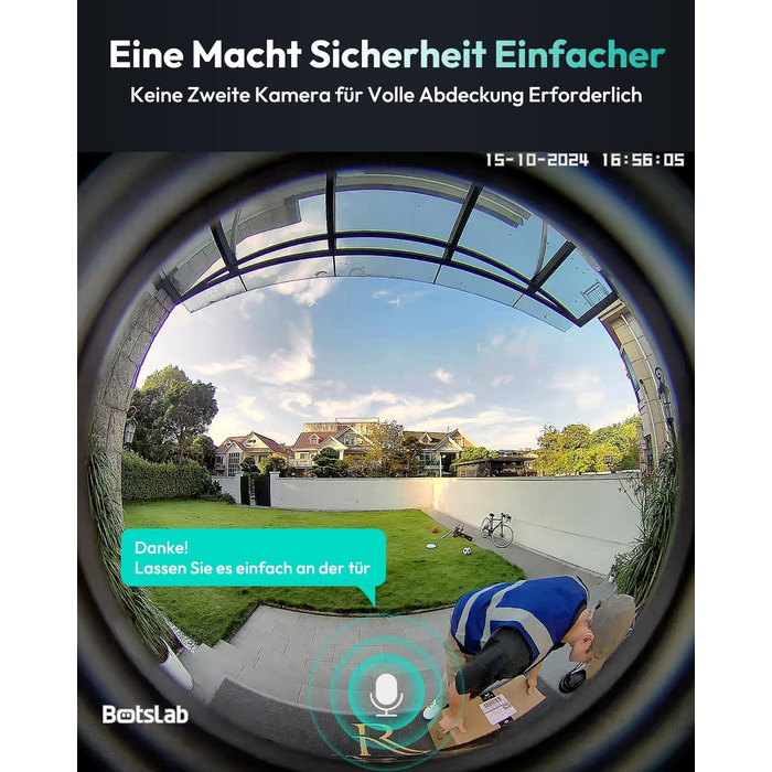 Відеодзвінок з камерою BOTSLAB 5MP, бездротовий, з AI, PIR, 360°, 2-way audio, без щомісячної плати R810