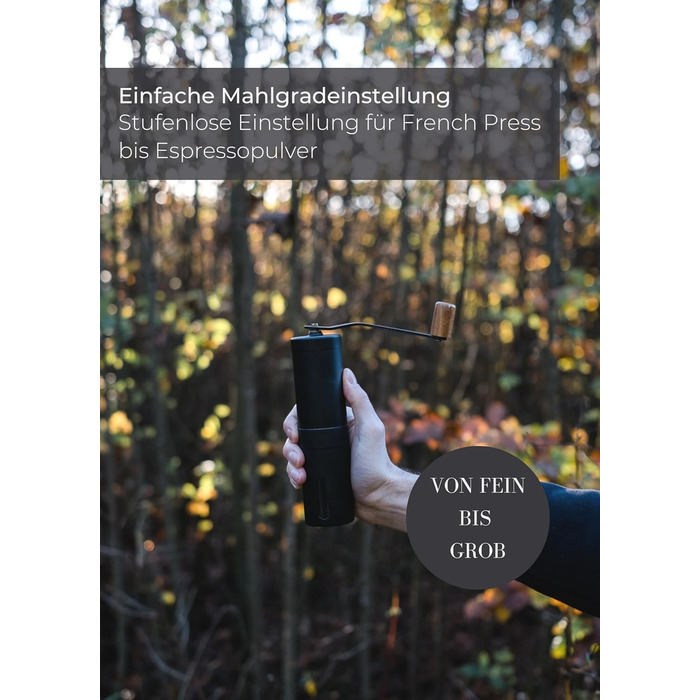 Ручна кавомолка Lambda Coffee з нержавіючої сталі та керамічним жорном | Для еспресо та інших сортів кави | З регулюванням ступеня помолу | Nautic Night