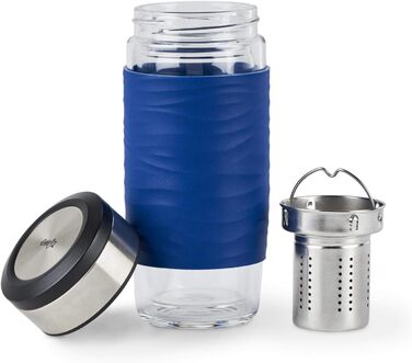 Емса N20805 Чайний горнятко з подвійними стінками | 0,4 л | знімний фільтр | без BPA | 100% герметичне | не протікає | придатне для миття в посудомийній машині | 360° отвір для пиття | Синій