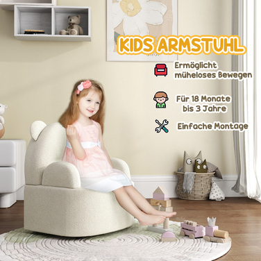 AIYAPLAY Дитяче крісло Teddy Fleece Bear Shape для дітей 1,5-3 років, зручний дитячий диван для дитячої кімнати та ігрової кімнати, бежевий