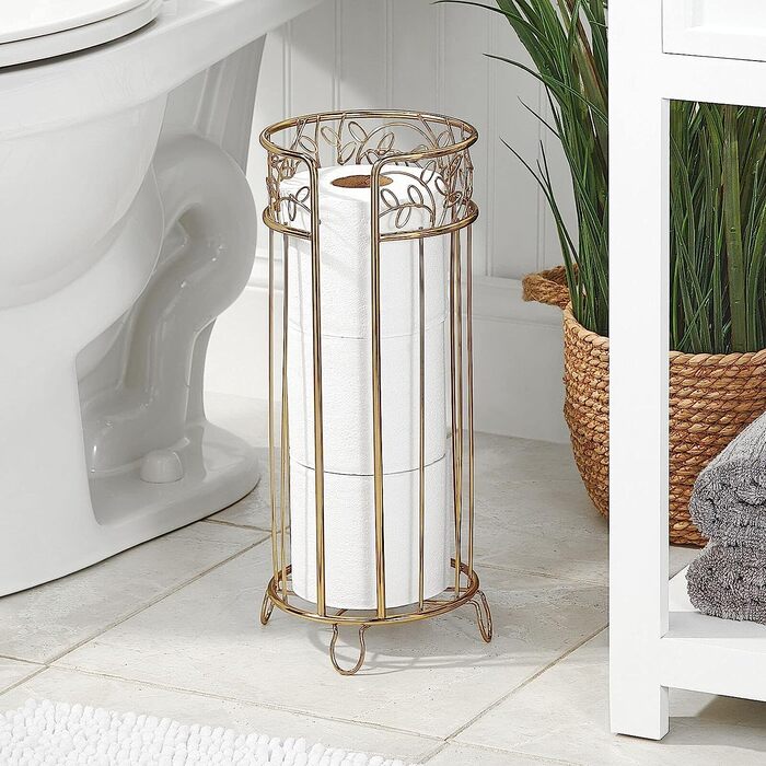 Декоративний окремий тримач для туалетного паперу mDesign з місцем для зберігання 3 рулонів туалетного паперу-для ванної / туалетної кімнати-вміщує мега рулон-міцний металевий дріт-хром (виготовлений з м'якої латуні)
