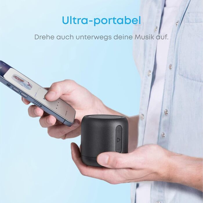 Портативна Bluetooth колонка Anker Soundcore Mini, чорна: 15 годин роботи, FM радіо, потужний бас, Bluetooth 20 м