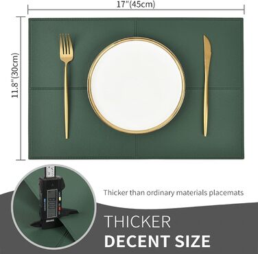 Набори килимків на стіл Punkspace з екошкіри, 6 шт., темно-зелені, стійкі до тепла та бруду, водонепроникні, для кухні та обіднього столу