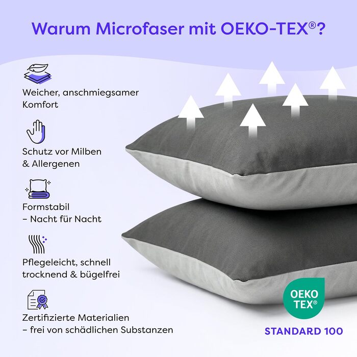 Комплект постільної білизни Wolkenfeld 135x200 см - сірий (світло-сірий/темно-сірий), м'який, не потребує прасування, сертифікат ÖKO-TEX, мікрофібра (1x 135x200 + 1x 80x80)