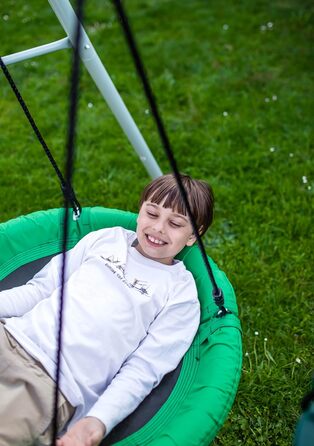 Гойдалка-гніздо для саду HyperMotion Storchennest з А-рамою, 2 місця, 150 кг, зелено-сіра (HYP1)