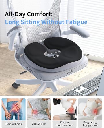 Ортопедична подушка-кільце з ефектом пам'яті для копчика та куксицевого відділу, протигеморройна та протипролежнева подушка для вагітних та реабілітації (Чорна)