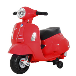 HOMCOM VESPA Електричний мотоцикл Дитячий мотоцикл Електромобіль 18-36 місяців 3 км/год Світлодіодне світло Звук PP Пластик Метал Червоний 66.5 x 38 x 52 см