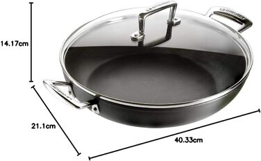 Пан з антипригарним покриттям Le Creuset, Ø 30 см, з кришкою, для всіх типів плит (в т.ч. індукційних), алюміній, сірий/срібний