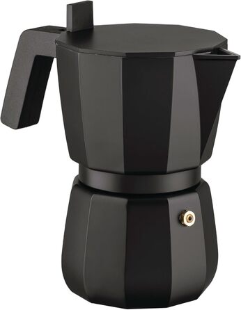Кавоварка гейзерна Alessi Moka DC06/6 B, 6 чашок, чорний колір, з алюмінію, дизайн