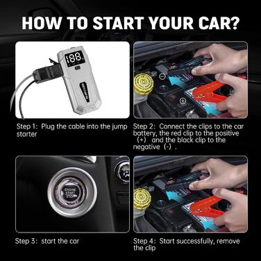 Портативний пусковий пристрій Auto-Starthilfe: Powerbank 5000A для автомобілів до 9.5л бензину або 8.0л дизеля