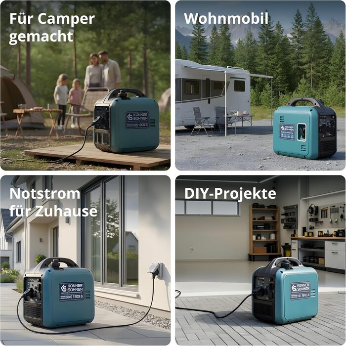 Інверторний генератор K&S Könner&Söhnen KS 1900i S, 2.0 кВт, з USB, мідна обмотка, для резервного живлення