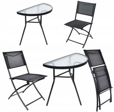 Комплект садових меблів Atos, метал, чорний, 3 предмети