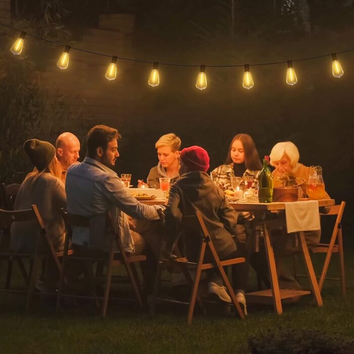 Ланцюжок вогнів GLUROO для вулиці, диммування, 45.7м, вологостійкий, з пульт, 75+2 G40, LED, для саду