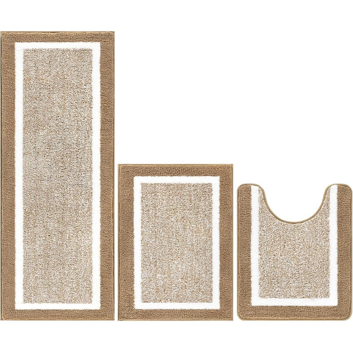 Набір килимків для ванної кімнати Pauwer, 3 шт. (мікрофібра, плюш, антиковзаючі)