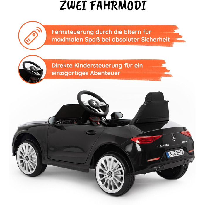 Дитячий електромобіль Mercedes CLS 350 AMG Babycar, 12V, ліцензія, шкіряне сидіння, MP3, пульт, чорний