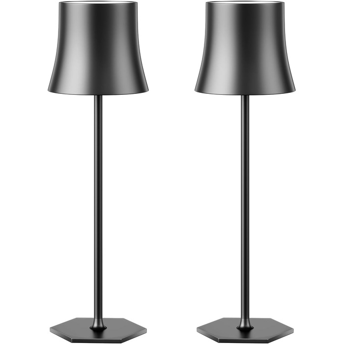 LED-лампа EUARY 2 шт., бездротова, для столу, нічника, офісу, вітальні, внутрішніх та зовнішніх приміщень. 3 кольорові температури, USB-зарядка, чорний колір