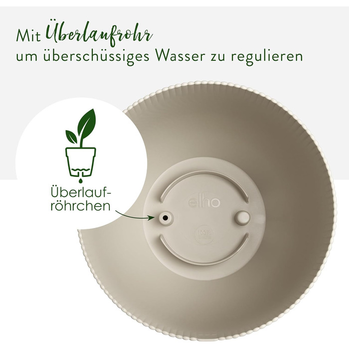Горщик для квітів Elho Sereh Rund 40 - 100% перероблений пластик, бежевий (діаметр 39 см, висота 33.3 см)