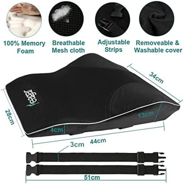 Подушка для спини Feagar для офісного крісла та дивана | Підтримка спини для офісу та дому, чорна