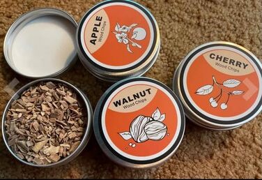 Набір для копчення коктейлів та віскі, з 4 дерев'яними стружками, подарунок на День батька, для Old Fashioned, коктейлів, віскі, бурбону, кави, м'яса, горіхів Saturn - горіх