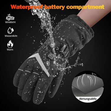 Обогріваючі рукавички для чоловіків та жінок, з акумулятором 5000mAh*2, 7.4V, 4 режими нагріву, перезаряджаються, зимові, непромокаючі, для катання на лижах та сноуборді