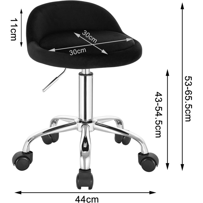 Офісний стілець WOLTU з коліщатками, поворотний стілець з регульованою висотою, роликовий стілець з низькою спинкою, робочий стілець чорного кольору, високий