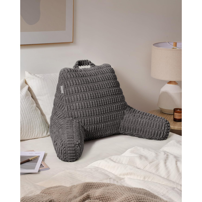 Зручне крісло-мішок Blissful Diary Lesekissen з memory foam для читання та відпочинку, сіре