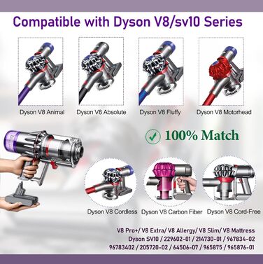 Акумулятор для Dyson V8 SV10, LONGFIT 6500mAh Змінна батарея для V8 Absolute/Animal/Fluffy/Motrhead/Parquet