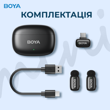 Бездротовий петличний мікрофон BOYA mini-14 Type-C Black