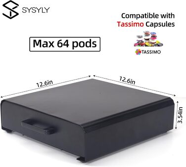 Організатор для капсул Tassimo: ящик для зберігання капсул та підставка для кавомашини 2-в-1 з квадратним ручками