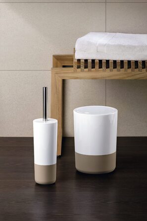Косметичне відро Spirella Design, педальне відро Moji для ванної кімнати з поворотною кришкою, відро для сміття з поворотною кришкою, 5 літрів, з силіконовим дном, білий /(сірий)