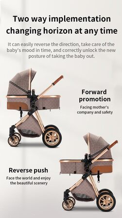 Дитяча коляска Glokid 3 в 1, комбінована коляска з подорожним системним набором, москітна сітка, дощовик, футм'юк, складна, положення для лежання, висока шасі (LV9 Рожевий)