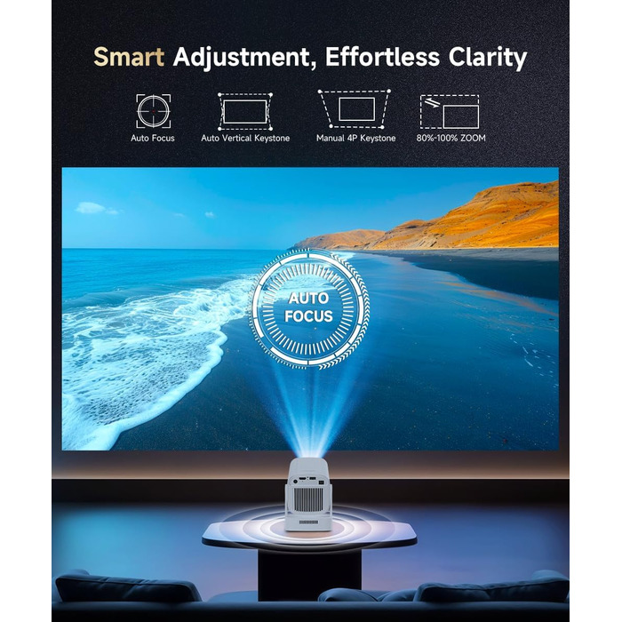 Magcubic HY310 Міні проектор 4K з автофокусом, Android, WiFi 6, BT 5.4, 180° поворот, портативний, 5W динамік, 2025