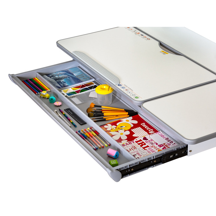 Дитячий стіл Mealux Vancouver Multicolor з полицею S50 (арт. BD-620 W/G MC + S50 WG)