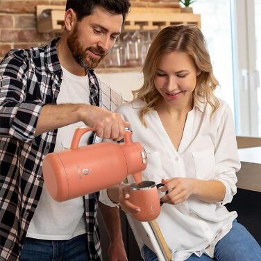 Термос IDEUS 2л з нержавіючої сталі, двостінний, вакуумна ізоляція, для кави та чаю, BPA-free, колір Celadon (кораловий)