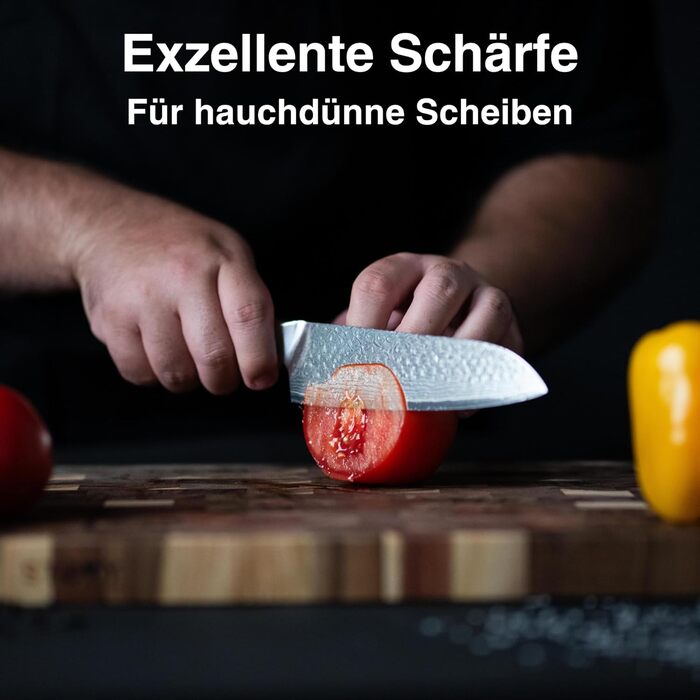 Японський ніж кухарський Damast 20см, 67 шарів Damast сталі, ергономічна ручка G-10, подарункова упаковка