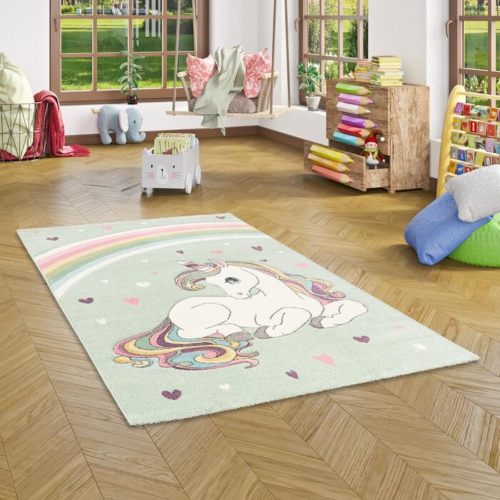 Дитячий килимок Pergamon Maui Kids Єдиноріг М'ятний зелений, 5 розмірів (140x200 см)