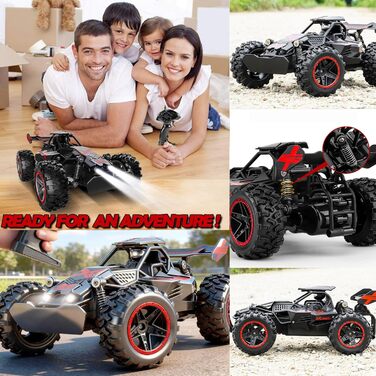 Радіокерований позашляховик 2.4GHz, LED підсвічування, швидкість 15+ км/год, іграшка для хлопчиків, чорно-червоний