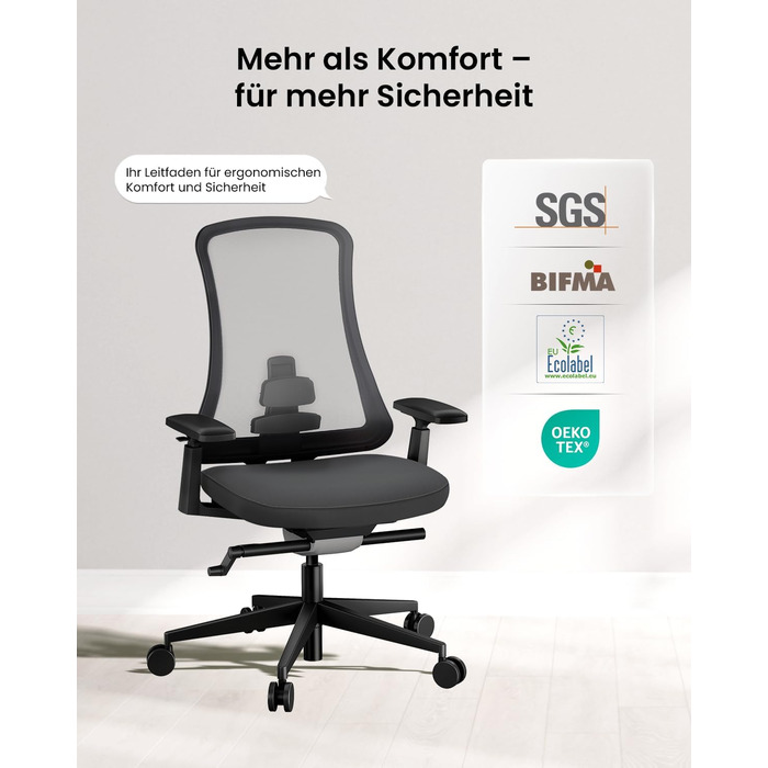 Офісний стілець ProtoArc Flexer Pro чорний з регулюванням глибини сидіння та дихаючою спинкою