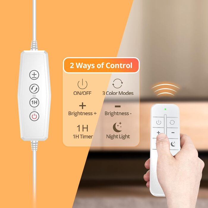 iFalarila Настільна лампа 10W з LED, диммер, USB-порт, 3 колірні температури, 10 рівнів яскравості, гнучкий 70см шийний світильник з пультом ДУ