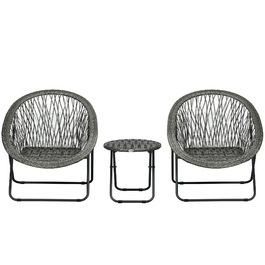 Балконний набір HOMCOM Folding Garden Set з журнальним столиком і 2 стільцями, включаючи подушки, сталевий сірий для патіо та саду