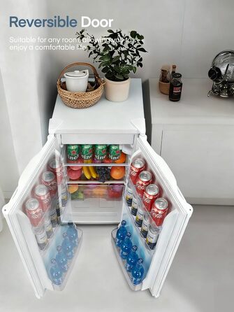 Компактний холодильник FOHERE на 90л з морозильною камерою, регулюванням температури (7 рівнів) та відділенням для овочів, білий