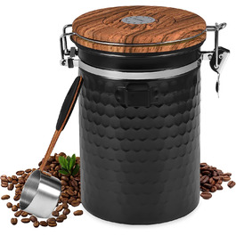 Кавова банка з зернами 1 кг, кавова банка герметична з нержавіючої сталі об'ємом 1,8 л, контейнер для чорних кавових зерен, кавова банка з порошком 1 кг з клапаном co2, Вакуумна кришка, таймер для зберігання, для кави, чаю, горіхів, какао