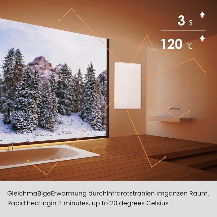 Інфрачервовий обігрівач Hocosyme Leopard 1000W з термостатом - для спальні, офісу, кухні, ванної кімнати