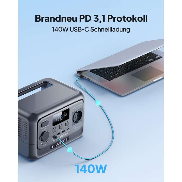 BLUETTI Elite 30 V2: Портативна електростанція 288 Wh, LFP акумулятор, 600W, Power Lifting 1500W, сонячний генератор для кемпінгу та екстрених ситуацій